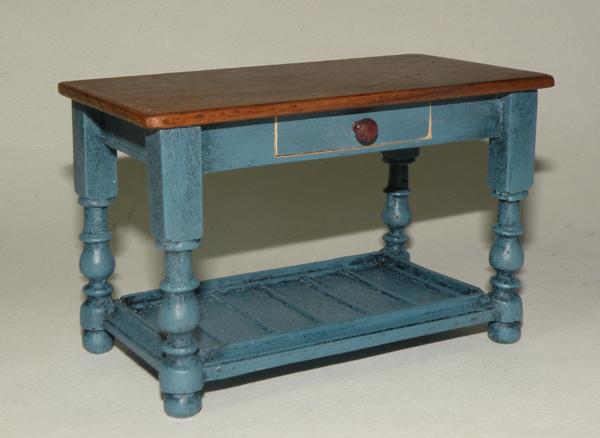 Miniature Traditional Short Table with Drawer & Shelf - Click photo to order