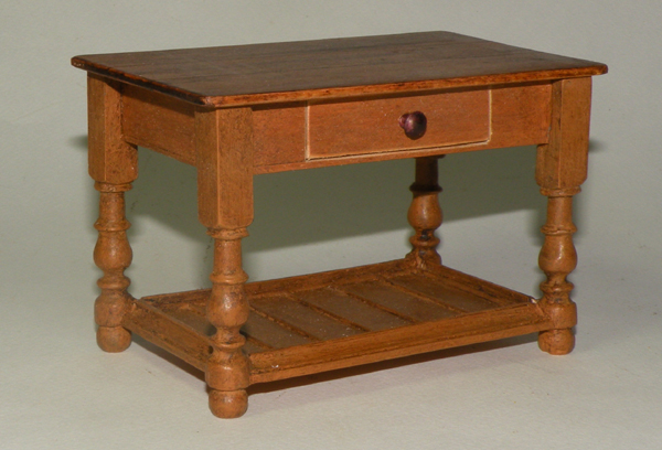 Miniature Traditional Short Table with Drawer & Shelf - Click photo to order